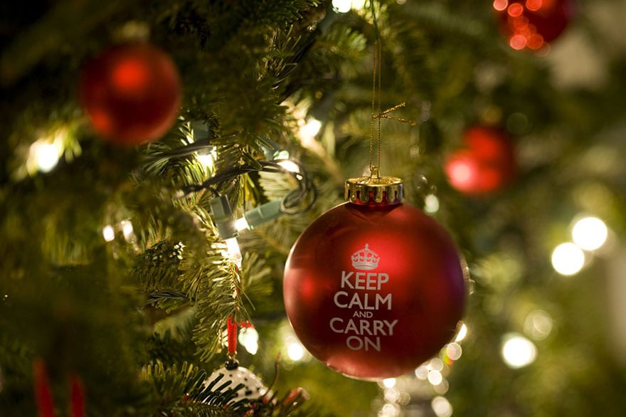 Keep Calm and Carry On Christmas tree bauble decoration